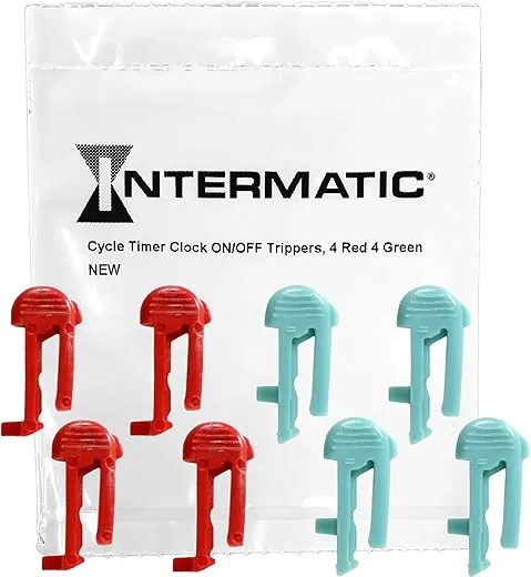 Intermatic Cycle Timer Clock ON/Off Plastic Switch Trippers - TN, PB, TB Series, 4 Red, 4 Green