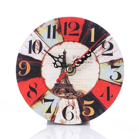 ionze Vintage Style Antique Wood Silent Wall Clock Rustic Country Clock Decorative for Living Room Kitchen Bedroom (A)