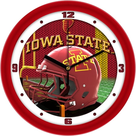 Iowa State Cyclones 11.5'' Suntime Premium Glass Face Football Helmet Wall Clock