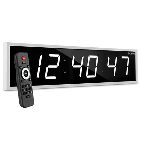 Ivation 24 in. Large Digital Wall Clock, LED Digital Clock with Timer and Alarm, White