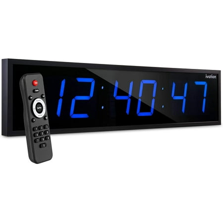 Ivation 24 in. Large Digital Wall Clock, LED Digital Clock with Timer and Alarm