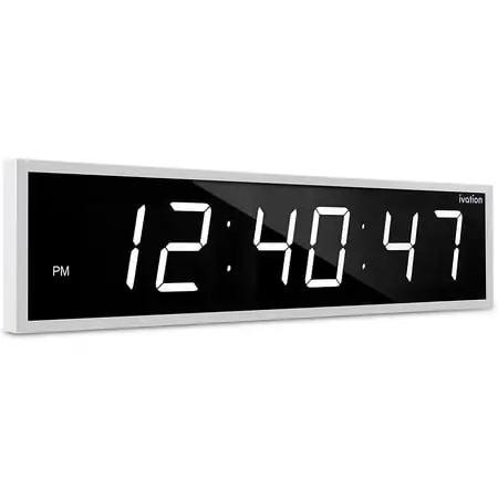 Ivation Huge 24 inch Large Big Oversized Digital LED Wall Clock - White