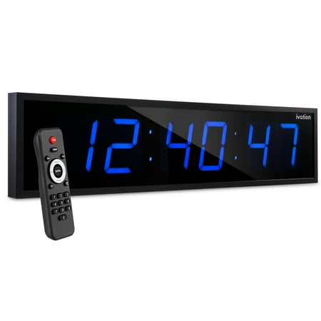 Ivation Huge 48 inch Digital LED Clock with Stopwatch, Alarms, Timer & Temp, Blue