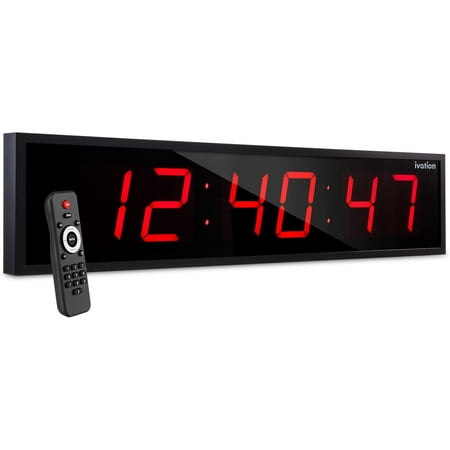 Ivation Huge 60 inch Digital LED Clock with Stopwatch, Alarms, Timer & Temp