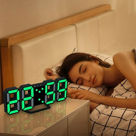 JABUUO Modern Digital LED Table Desk Night Wall Clock Alarm Watch 24 or 12 Hour Display