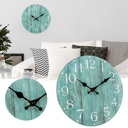 JABUUO Wall Clock 10 Inch Teal Silent Non Ticking Kitchen Clock Decor Rustic Vintage Country Retro Decorative Wall Clocks Battery Operated For Bathroom Bedroom Living Room Office