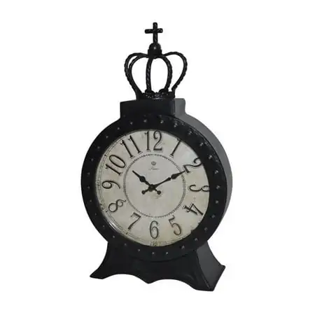 Jeco HD-C017 8 in. Metal Table Clock, Black