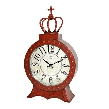 Jeco HD-C018 8 in. Metal Table Clock, Red