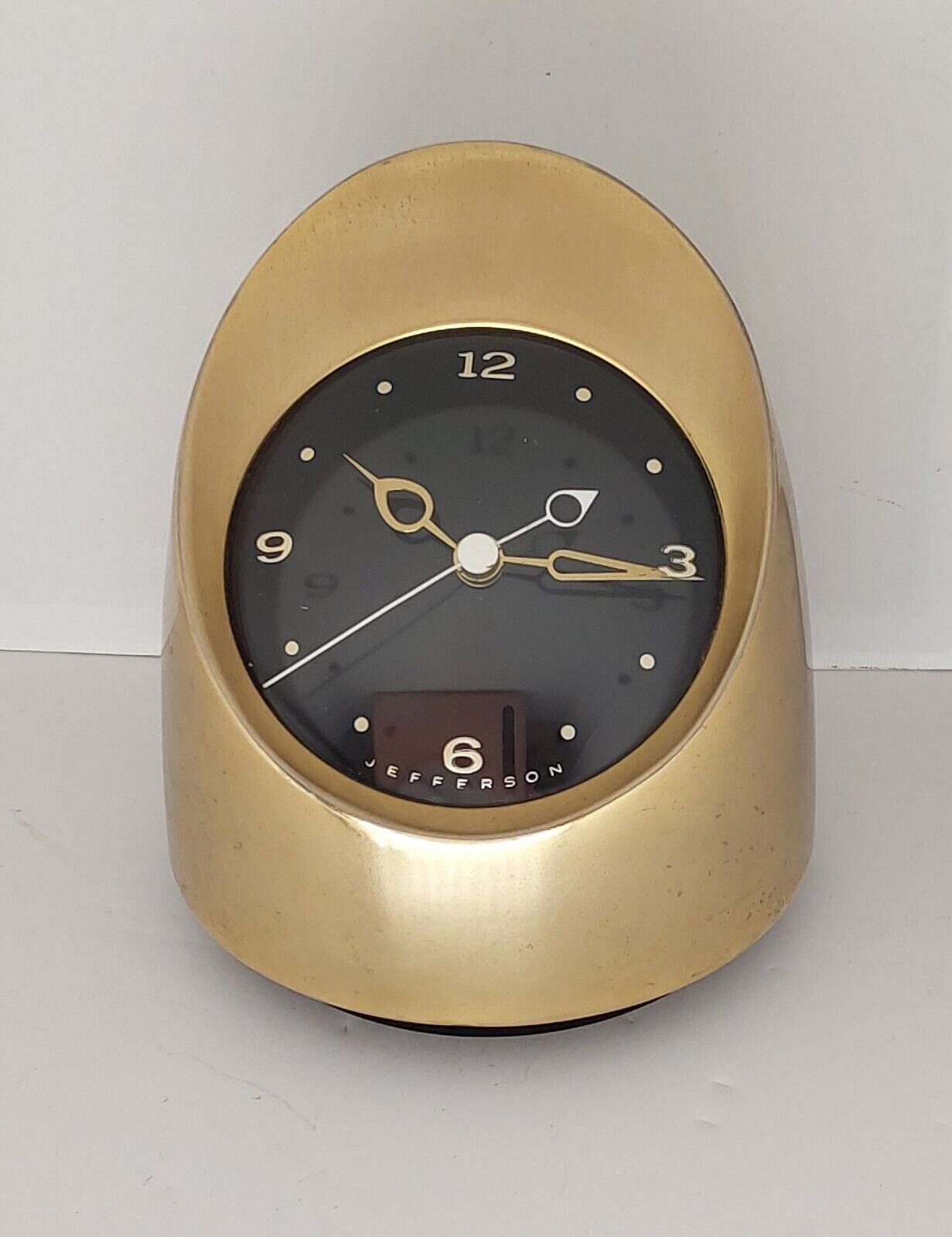 Jefferson 880 Gold Tone Battery Clock Vintage Works But Needs Servicing