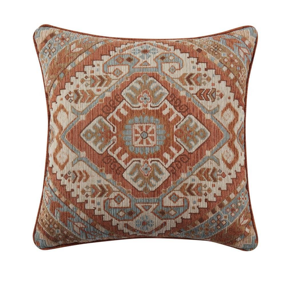 Jefferson Clay Polyester Southwest 20 in. Square Decorative Throw Pillow 20 In....