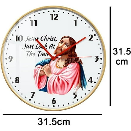 Jesus Christ Wooden Frame Round Silent Wall Clock, Just Look At The Time La