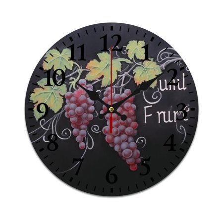 Jiayy Grapes Vine Chalk Art Fashionable PVC Wall Clock Home Bedroom and Office Decorative Silent Movement Clock 30cm/11.8in