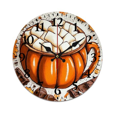 Jiayy Pumpkin Marshmallows Chocolate Fashionable PVC Wall Clock Silent and Non-Ticking Bathroom Clock for Living Room 40cm/15.75in