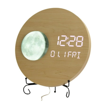 jicheng Hanging Clock 12/24H Display Hotel Round Clock School Lunar Phase Wall Clock