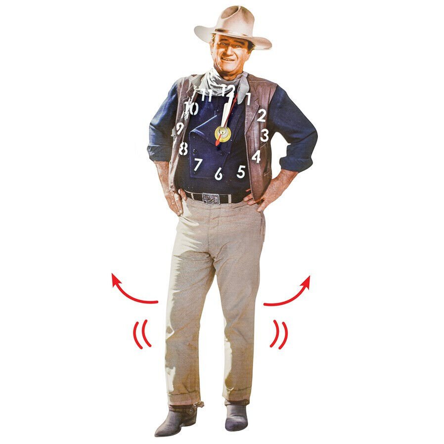 John Wayne "The Duke" Swinging Legs Pendulum Wall Clock Collectible Home Decor