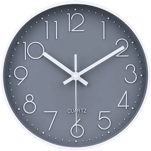 jomparis 10 Inch Gray Wall Clock Battery Operated Silent & Non-Ticking Wall Clock for Home, Bathroom, Bedroom, Kitchen