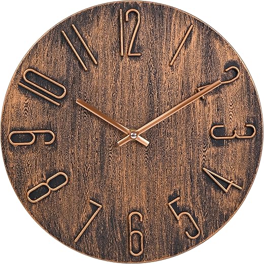 jomparis Wall Clock 12 Preciser Modern Style Silent Wall Clocks Decor for Office Home Bedroom (Brown)