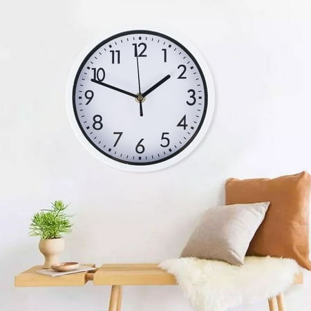 JTWEEN Silent Round Quartz Wall Clock,8 Inch Battery Operated Non Ticking Quartz Wall Clock White Background Easy to Read for Living Room Office School