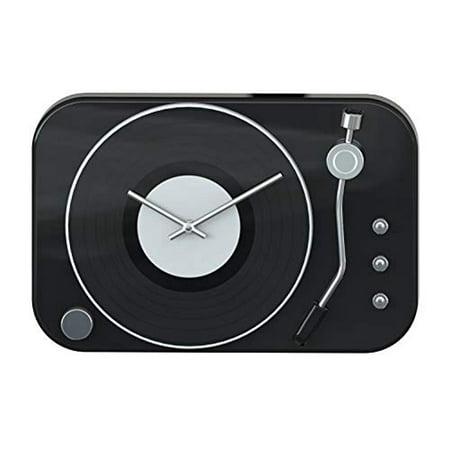 Jumbl Vintage Retro Metal Record Player Wall Clock - Black