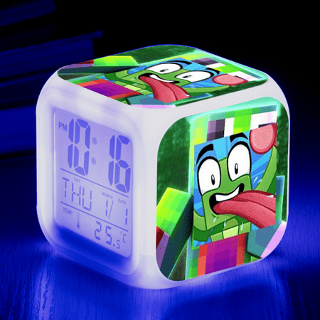 JUSTUP Digital Alarm Clock for Bedroom, LED Digital Bedroom Alarm Clock Easy Setting Cube Wake up Clocks with 3 Sided Unspeakable Pattern Soft Nightlight Large Display Ascending Sound