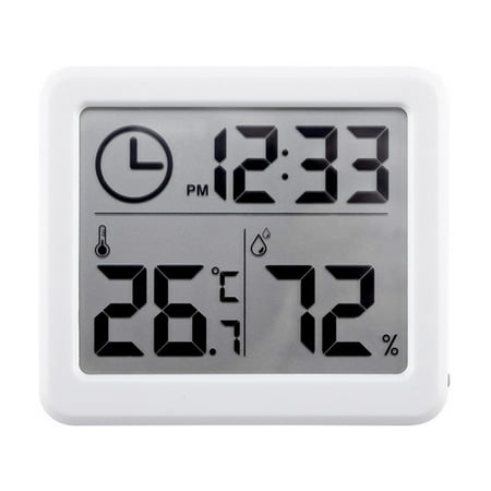 Jygee Digital LCD Large Screen Automatic Table Decor Clock Square Shape Hygrometer Simple Style Temperature Office