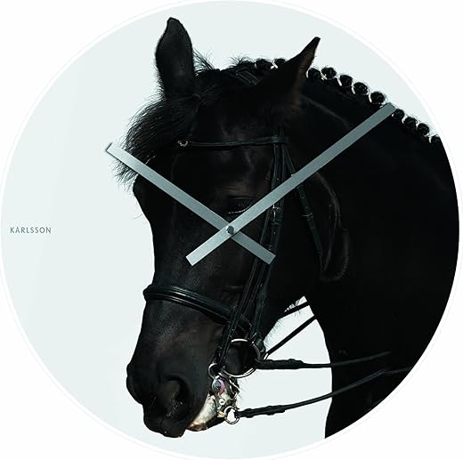 Karlsson / Happy Farmers Glass Wall Clock, Horse