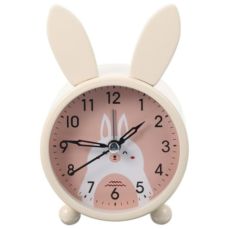 Kelingqi Adorable Cartoon Rabbit Shape Clock Desktop Decorative Silent Clock Zodiac Bunny Clock