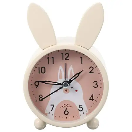 Kelingqi Adorable Cartoon Rabbit Shape Clock Desktop Decorative Silent Clock Zodiac Bunny Clock