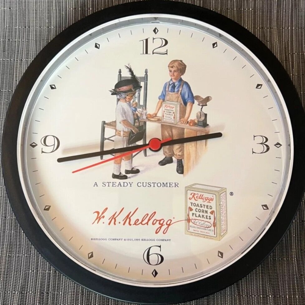 KELLOGGS Toasted Corn Flakes 10" round quartz wall clock