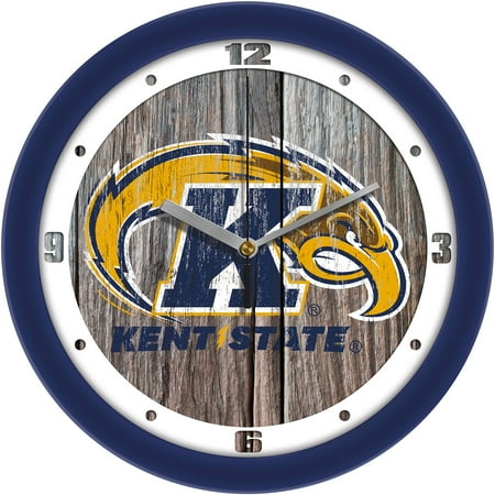 Kent State Golden Flashes 11.5'' Suntime Premium Glass Face Weathered Wood Wall Clock