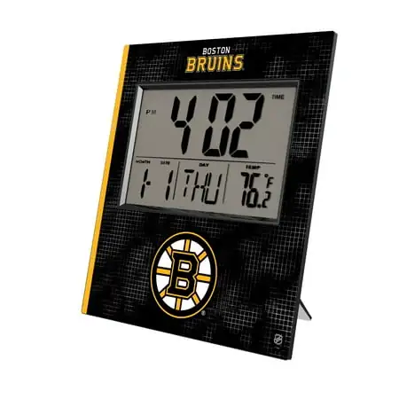 Keyscaper Boston Bruins Cross Hatch Digital Desk Clock