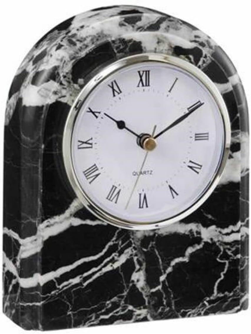 Best Jet Black Marble Pyramid Desktop Clocks