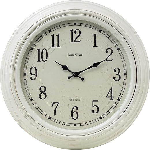 Kiera Grace Decorative Round Wall Clock, White