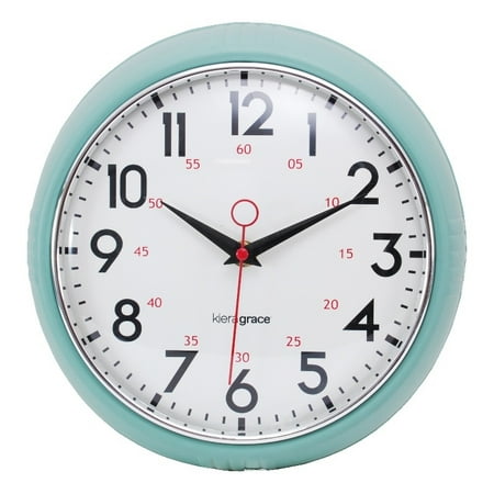 Kiera Grace Small 10 Inch Green Plastic Analog Wall Clock