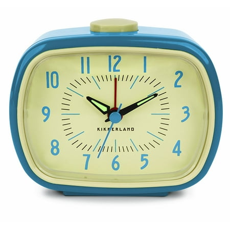 Kikkerland Retro Alarm Clock, Blue