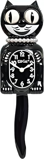 Kit-Cat Clock® Limited Edition Classic Black Lady - Iconic Retro Cat Clock with Moving Eyes and Tail, Battery Operated Wall Clock, Made in USA, Home Decor, Modern Clock, Unique Gift