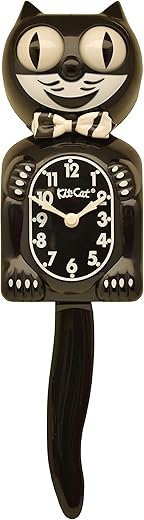 Kit Cat Klock Large Leopard and Tail Black (15.5″ high) Wall Clocks