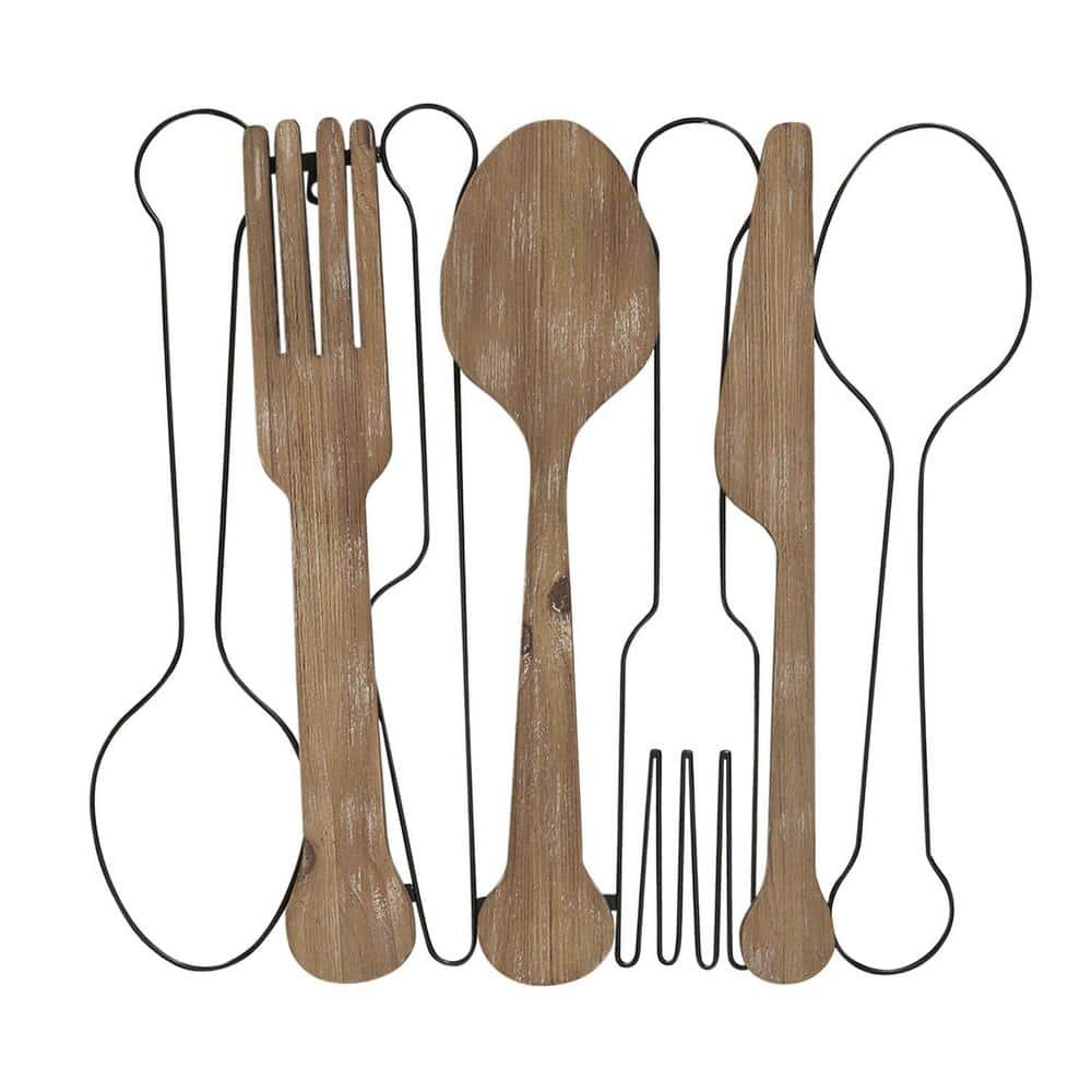 Kitchen Utensil Wood and Metal Wall Decor