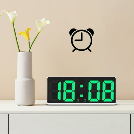 kosheko LED Digital Alarm Clock with Adjustable Brightness, DND Mode, and Voice Activation - Multicolor Options for Desktop, Bedside, Study, Kitchen Green