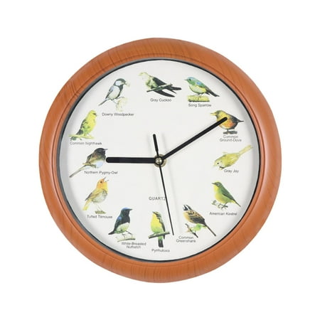 kowaku Bird Clocks with Sounds Round Clock Quiet that Sing Wall Hanging Clock Decorative Clock for Walls Bedrooms