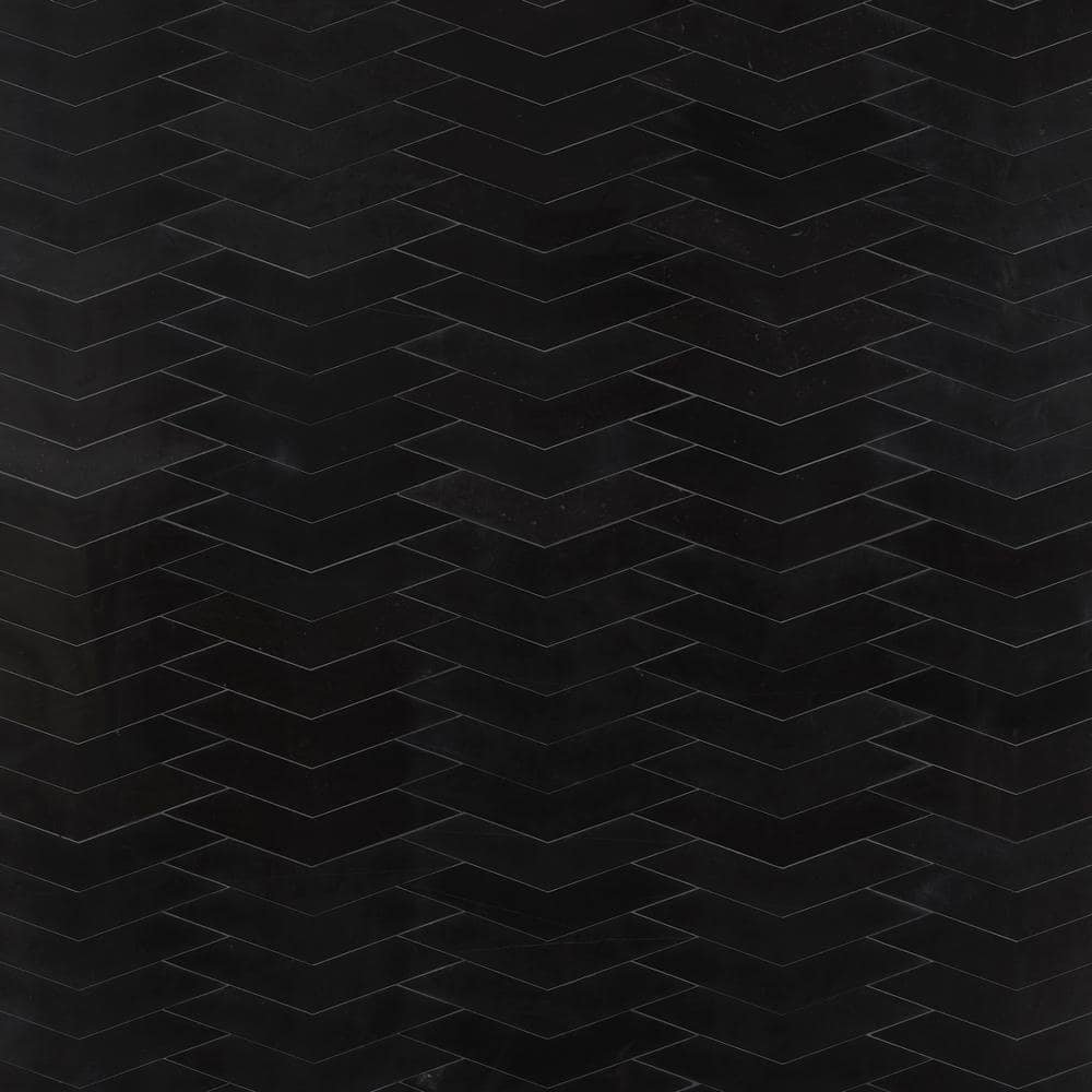 Krista Watterworth Westgate Floral Black 4 in. x 0.39 in. Polished Marble...