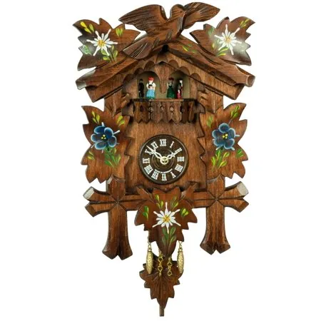 Kuckulino Black Forest Clock Swiss House with quartz movement and cuckoo chime, turning dancers