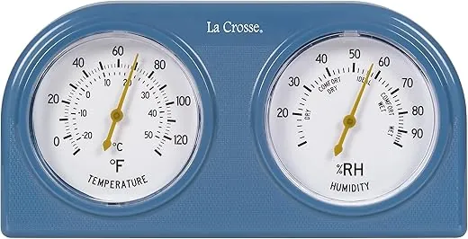 La Crosse 104-288BL-TBP Blue Analog Thermometer and Humidity Gauge