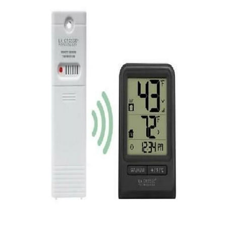 La Crosse 308-1409BT-CBP Wireless Thermometer with Clock Time, Black, Each