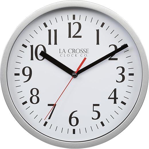 La Crosse 404-3020S 8-inch Basics Quartz Analog Wall Clock - Silver