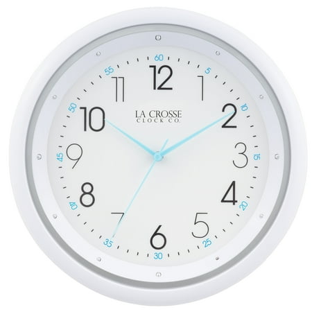 La Crosse Clock 10 White Silent Quartz Analog Clock with Night Vision Technology, 404-4525