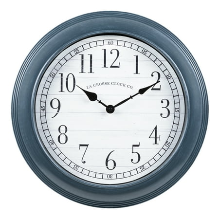 La Crosse Clock 16-inch Everly Gray Quartz Analog Wall Clock, 404-3841B