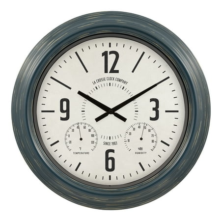 La Crosse Clock 18.40 Hamilton Indoor/Outdoor Blue Analog Quartz Analog Metal Clock, 433-3838