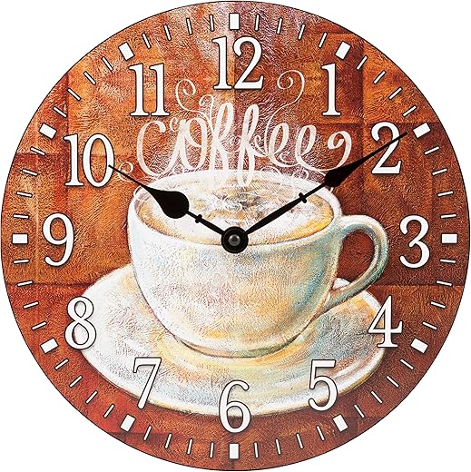 La Crosse Clock 404-2631C-INT 12-Inch Round Coffee Decorative Quartz Analog Wall Clock