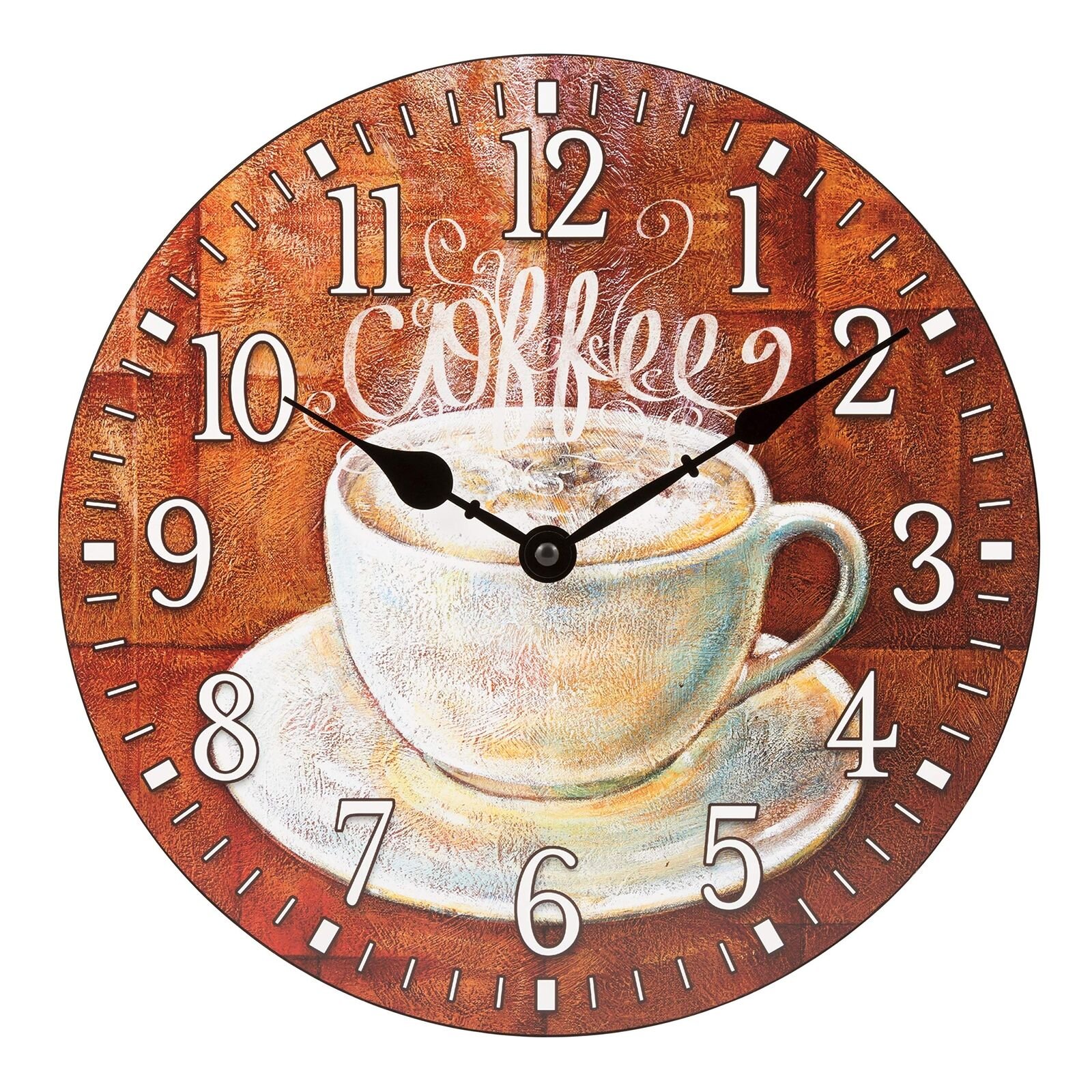 La Crosse Clock 404-2631C-INT 12-Inch Round Coffee Decorative Quartz Analog W...